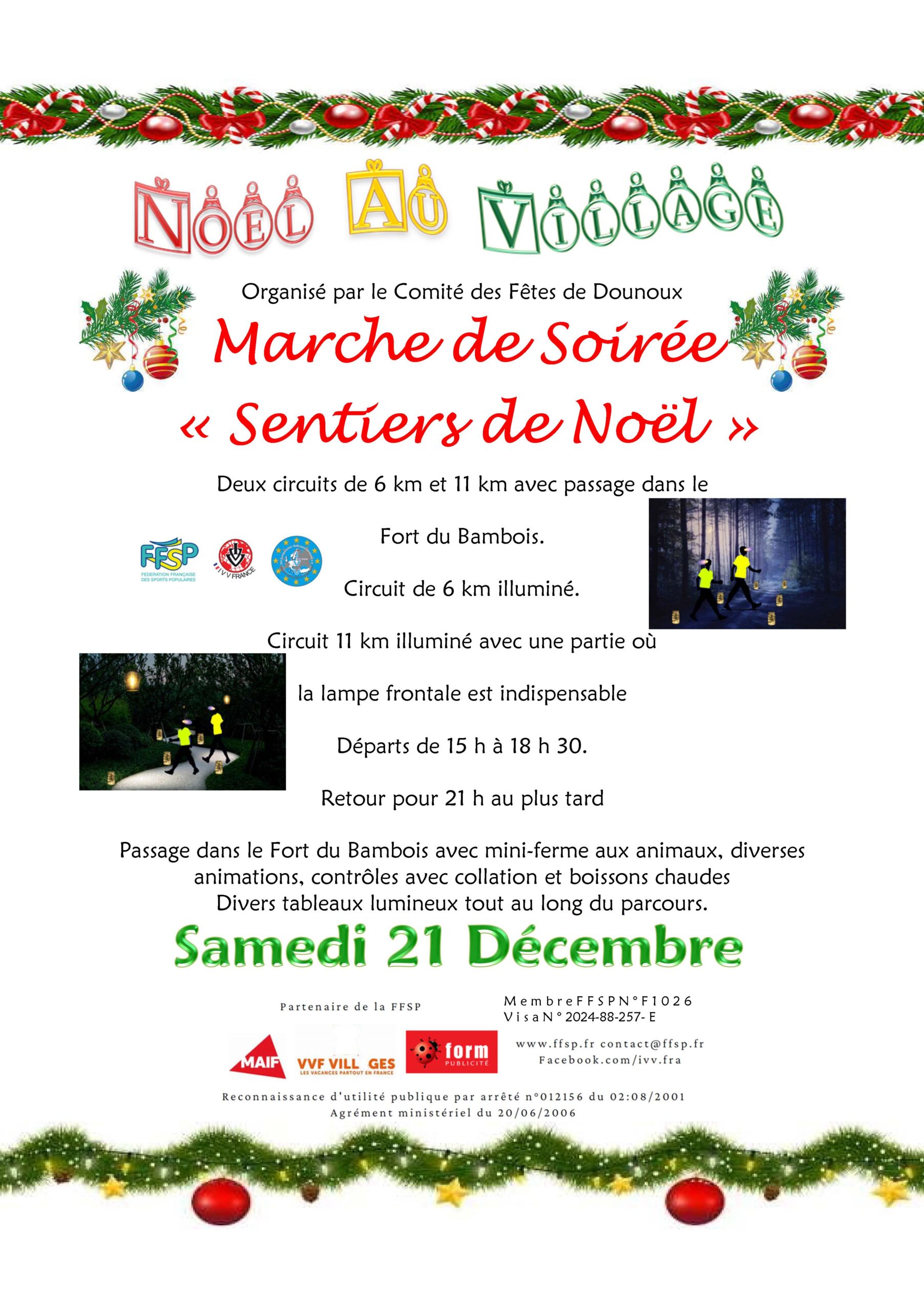 MARCHÉ DE NOËL et MARCHE POPULAIRE NOCTURNE à DOUNOUX